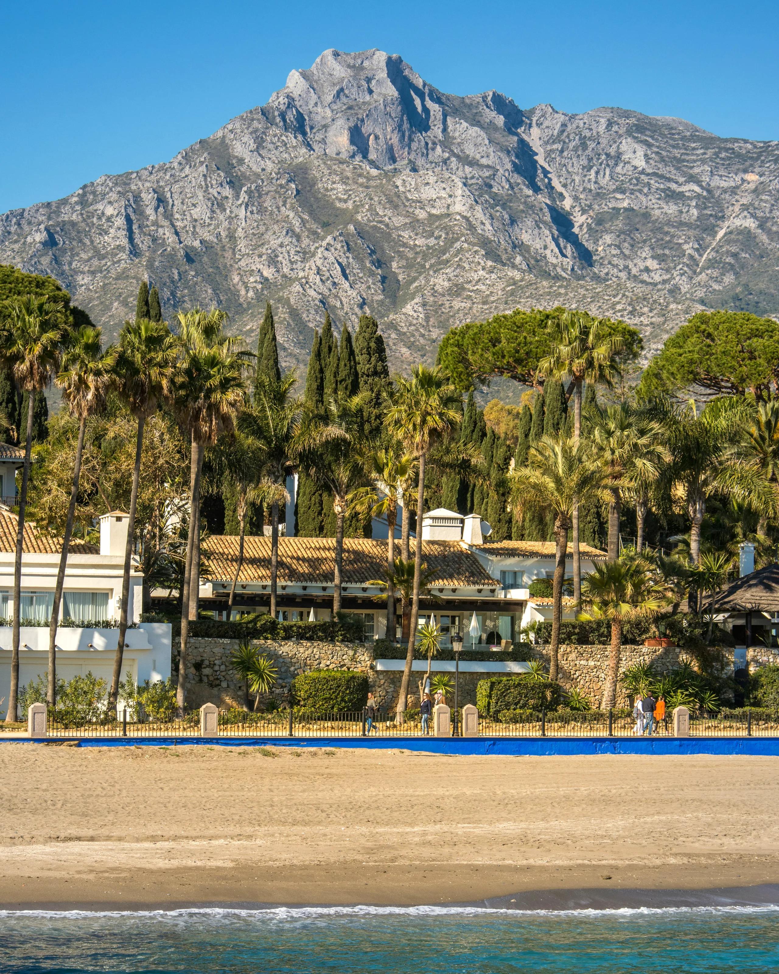 Marbella: plaża, wille i palmy pod górą La Concha